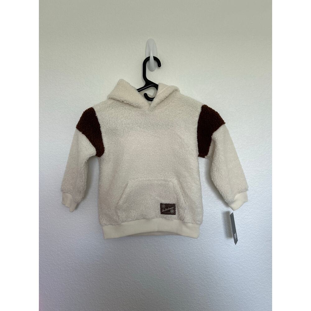 Frye Kids White and Brown Hooded Sherpa Jacket - 4T